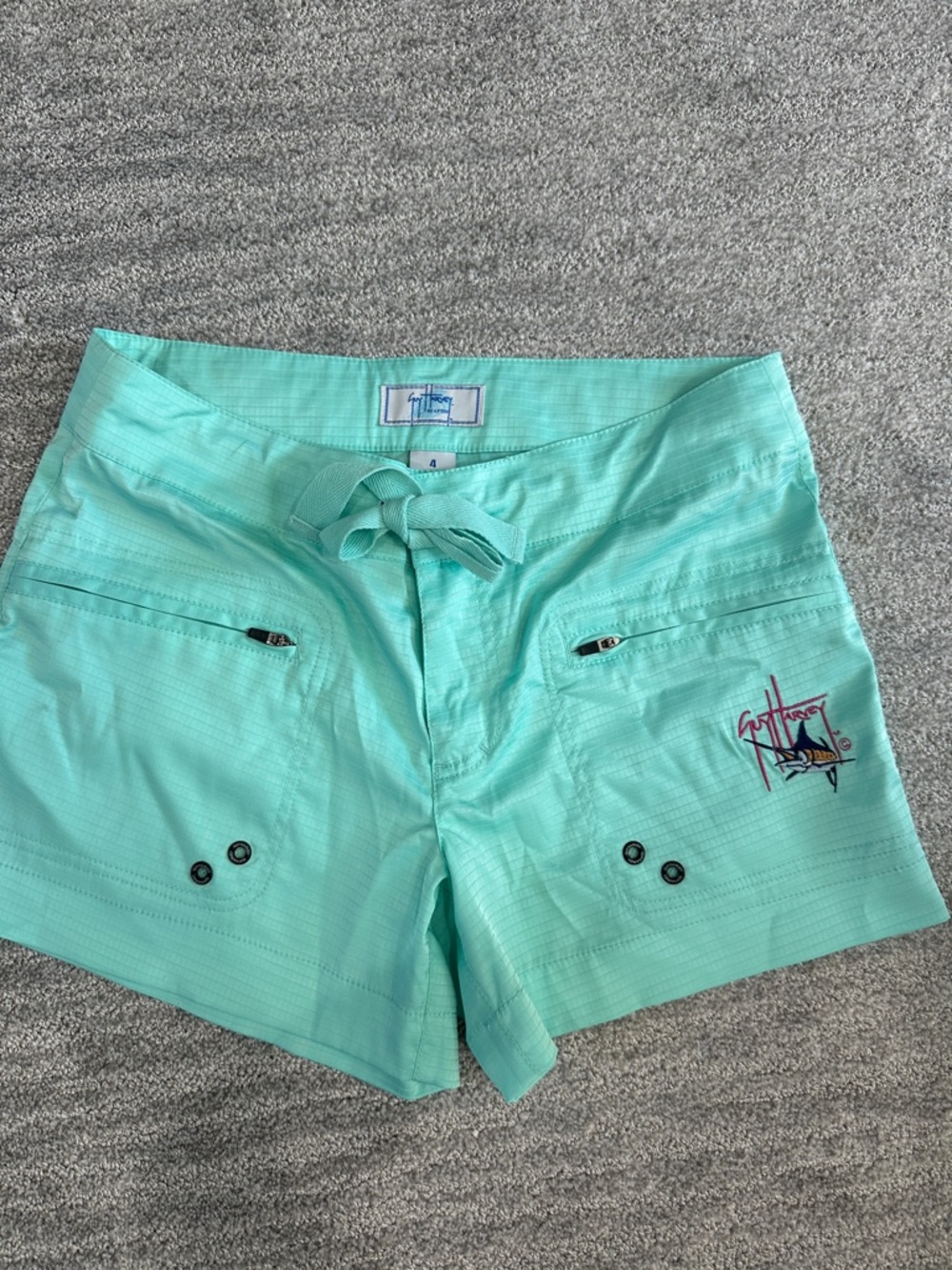 Guy Harvey Mint Green Women's Drawstring Shorts with Zip Pockets